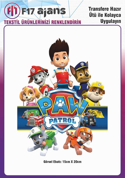 Ütü Ile Yapışan Tekstil Baskı Görseli Paw Patrol