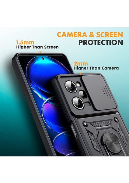 MTK Moveteck Xiaomi Poco X5 Pro 5g Kılıf Arazi Tip Armor Zırh Tank Kılıf ve Tam Kaplar Ekran Koruyucu Set