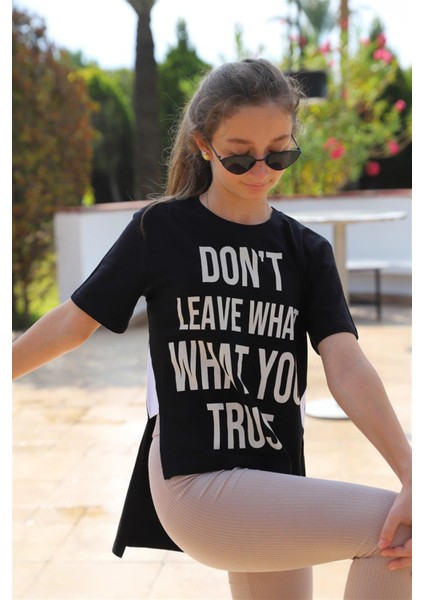 09-14 Yaş Kız Çocuk Siyah Me T-Shirt