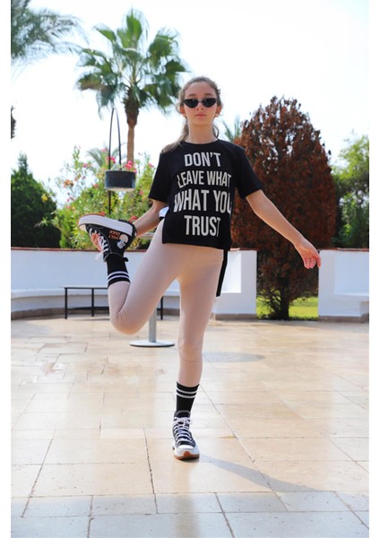 09-14 Yaş Kız Çocuk Siyah Me T-Shirt indirimleri