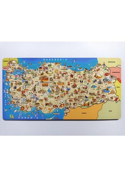 Ahşap Türkiye Kültür Haritası Puzzle, Eğitici Ülkemizi Tanıyalım Yapboz