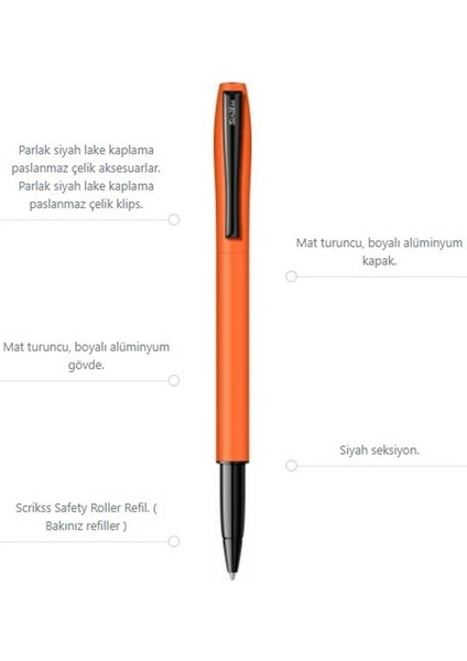 Karnaval Roller Mavi Pilot Kalem Turuncu Renkli Kristal Hediye Kutulu 1 Adet Hediye Kutulu Roller Pilot Kalem