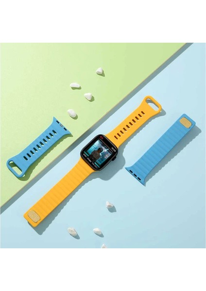 Apple Watch Ultra 1 2 3 4 5 6 7 8 Se Nike 42-44-45-49 MM S10(46) MM Dalgalı Şerit Tasarımlı Renkli Delikli Silikon Kordon