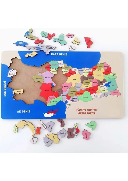 Ahşap Türkiye Haritası Puzzle Eğitici Ahşap Set