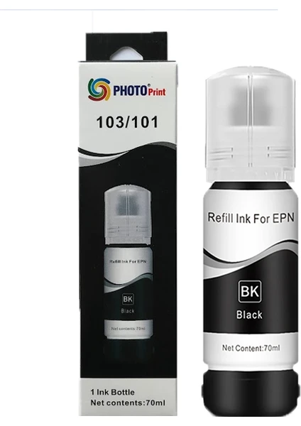 Photo Print Epson 103 Ecotank  L3151 Siyah Ithal Muadil Mürekkep 70 ml