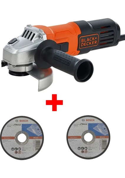 Black & Decker Avuç Taşlama Makinası Spiral 115MM 650WATT + 2 Adet 115MM x 2.5mm Düz Metal Kesme Disk