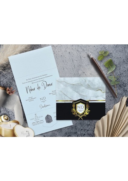 Düğün Davetiyesi Cem Davetiye Elegance 7019