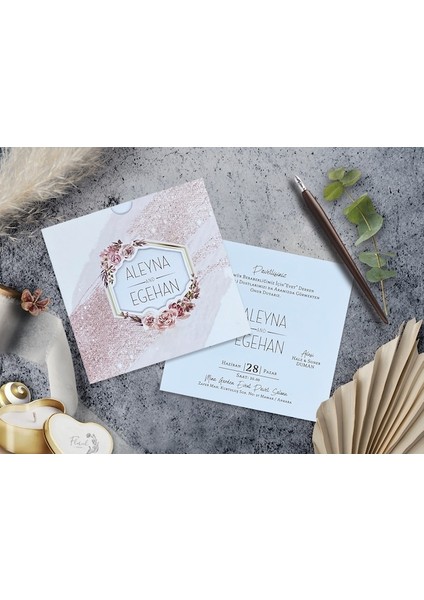Düğün Davetiyesi Cem Davetiye Elegance 7065