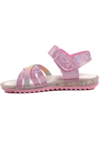 Arz 1222-P Pembe Simli Kız Çocuk Sandalet