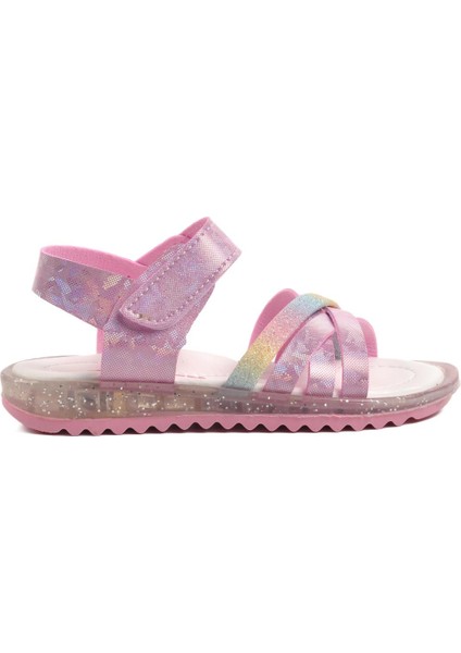 Arz 1222-P Pembe Simli Kız Çocuk Sandalet