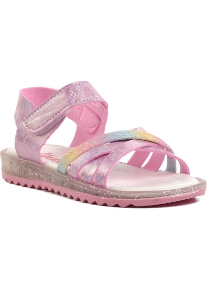 Arz 1222-P Pembe Simli Kız Çocuk Sandalet