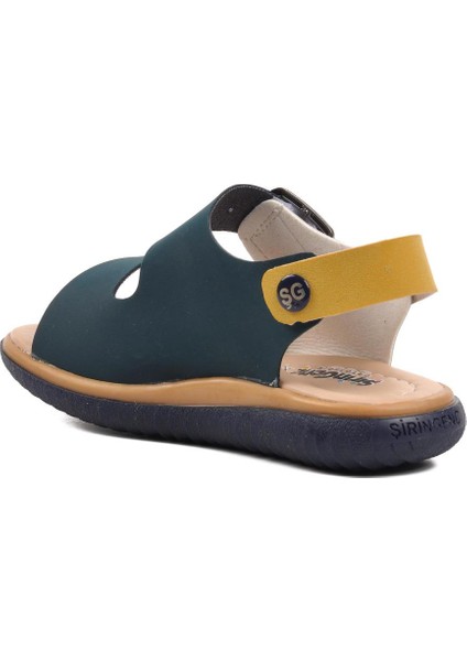 Şng 4172-P Lacivert Nubuk-Sarı-Krem Erkek Çocuk Sandalet