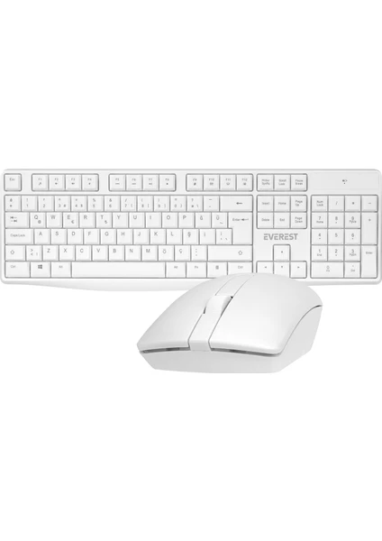 KM-7500 Beyaz Ultra Lüks Kablosuz Q Multimedia Klavye + Mouse Set