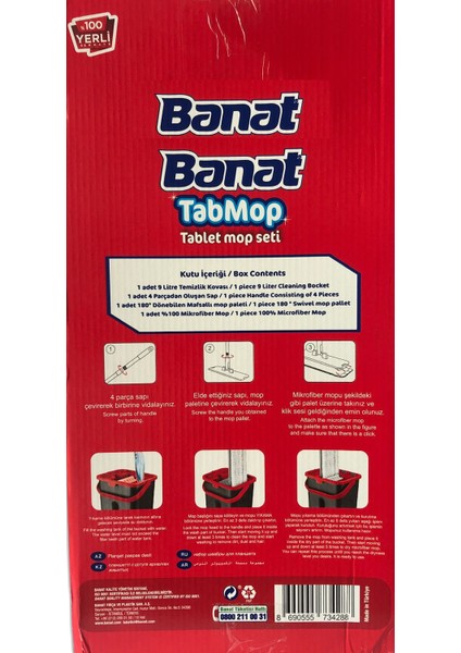 Tabmop %100 Mikrofiber Flat Tablet Mop Seti