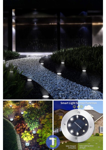 1 Adet Beyaz Işık Solar 8 Ledli Kazıklı Çim Zemin Bahçe Aydınlatma Güneş Enerjili 3W fiyatları