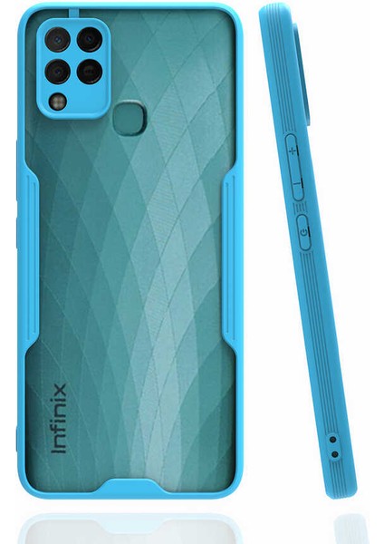 Infinix Hot 10T ile Uyumlu Kılıf Kamera Korumalı Colorful Silikon Kapak - Mavi