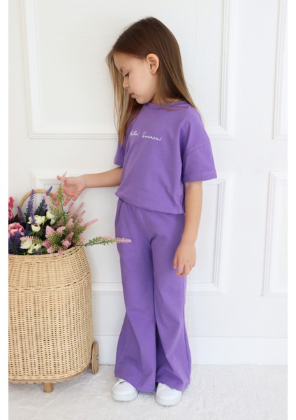 Kız Çocuk Ispanyol Paça Düz Crop Model Kısa Kollu Yazlık Basic Takım 2-5 Yaş indirimleri