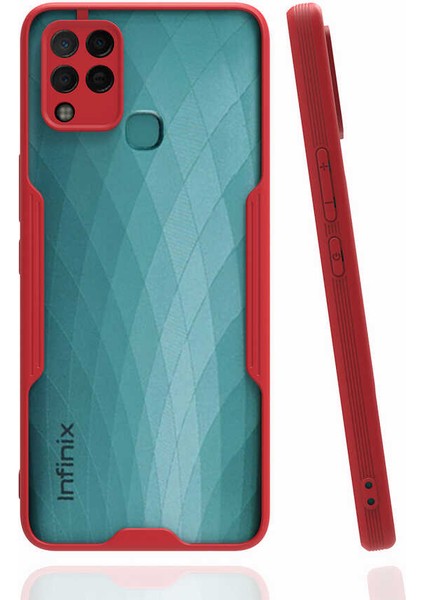 Infinix Hot 10T ile Uyumlu Kılıf Kamera Korumalı Colorful Silikon Kapak - Kırmızı