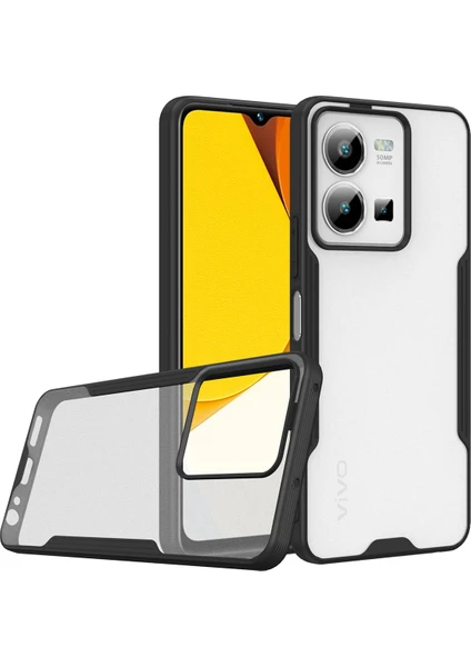 Caseart Vivo Y35 ile Uyumlu Kılıf Arkası Mat Colorful Silikon Kapak - Siyah