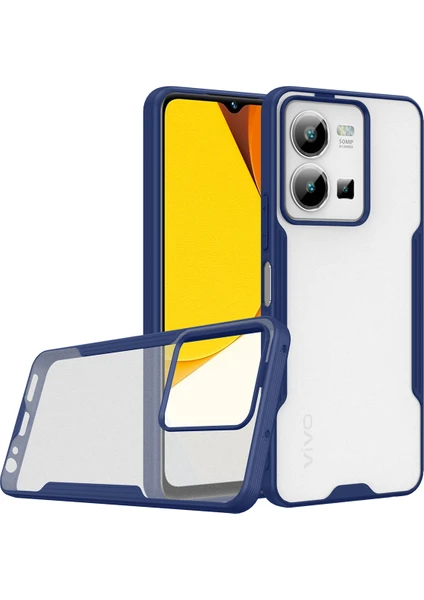 Caseart Vivo Y35 ile Uyumlu Kılıf Arkası Mat Colorful Silikon Kapak - Lacivert