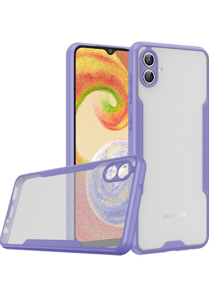 Samsung Galaxy A04 ile Uyumlu Kılıf Kamera Korumalı Colorful Silikon Kapak - Lila