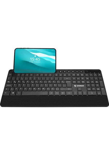 KM-9676 Siyah Multimedya Tablet-Telefon Standlı Ultra Şık Klavye + Mouse Set