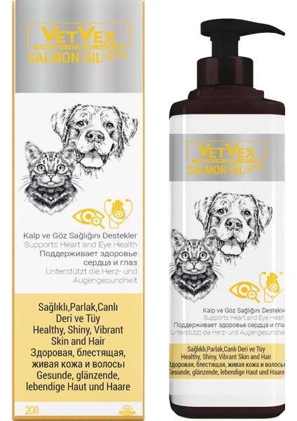 Salmon Oil -Omega3 Kedi ve Köpekler Için Sağlıklı Parlak Deri ve Tüy Besleyici 100GR Malt