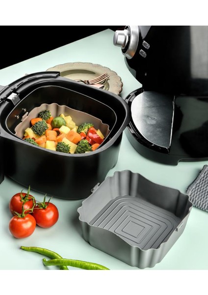 Silikon Airfryer Pişirme Kabı Kabı 18X18X5.5 cm