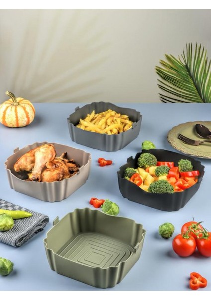 Silikon Airfryer Pişirme Kabı Kabı 18X18X5.5 cm fırsatları