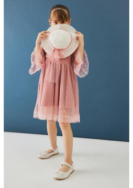 Şapka ve Kemer Detaylı Kız Çocuk Elbise modelleri