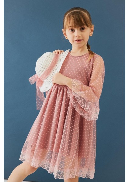 Şapka ve Kemer Detaylı Kız Çocuk Elbise fırsatları