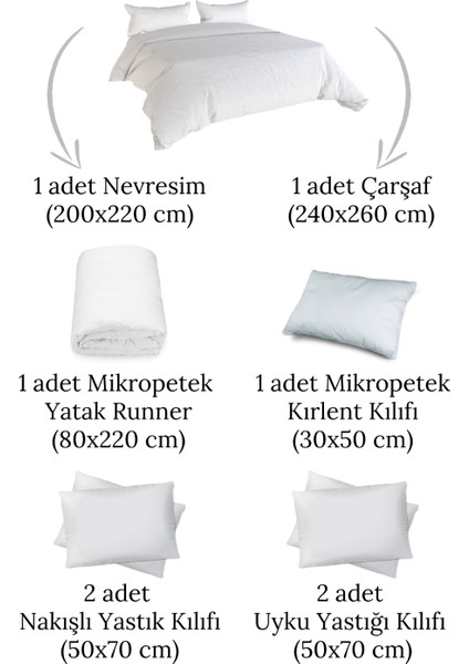 8 Parça Nakışlı ve Mikropetek Yatak Örtülü Talya Çift Kişilik Mavi Nevresim Takımı fırsatları