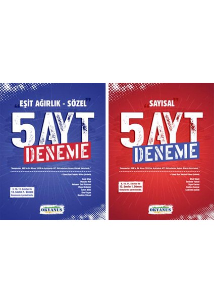 AYT 2023 Sayısal - Eşit Ağırlık 5'li Deneme Seti Okyanus Yayınları