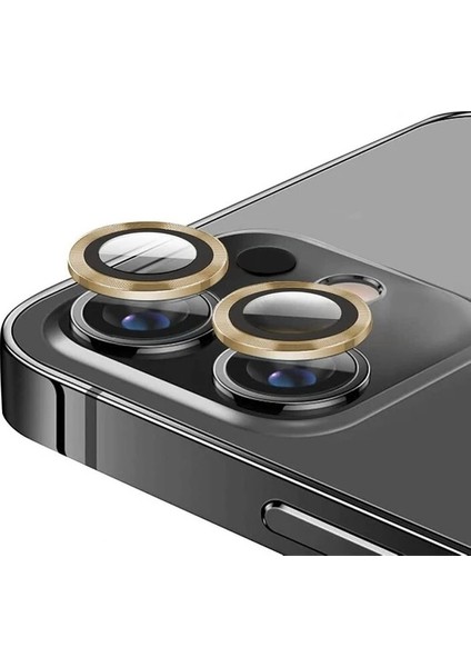 ıphone 13/13 Mini Uyumlu Alüminyum Alaşım 3D Kamera Lens Koruyucu Gold