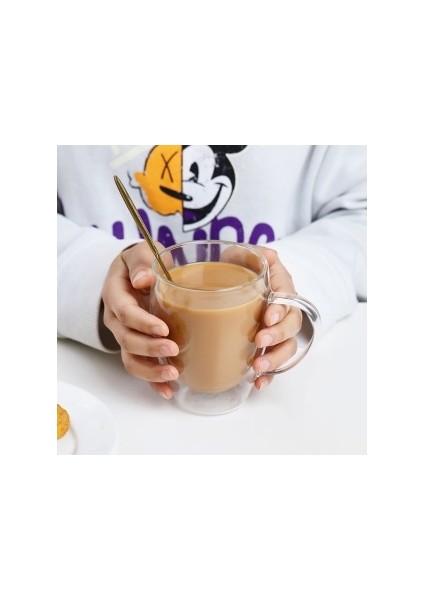 Çift Camlı Çift Cidarlı Cam Kupa 350ml Ev Ofis Fincanı Çift Katlı Isı Yalıtımlı Kulplu Bardak 2Lİ fiyatları