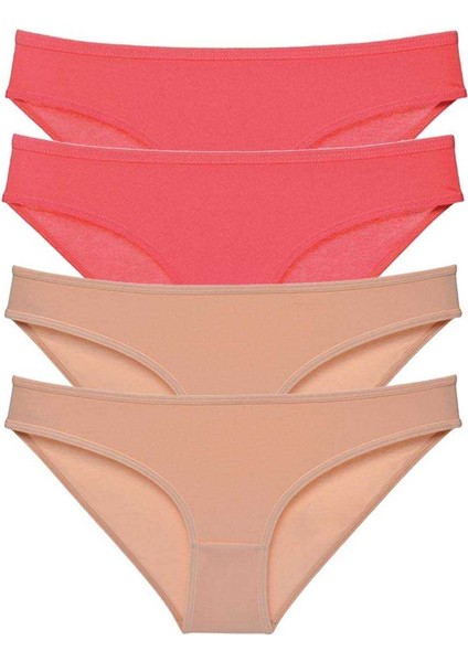 4 Adet Süper Eko Set Likralı Kadın Slip Külot Fuşya Ten