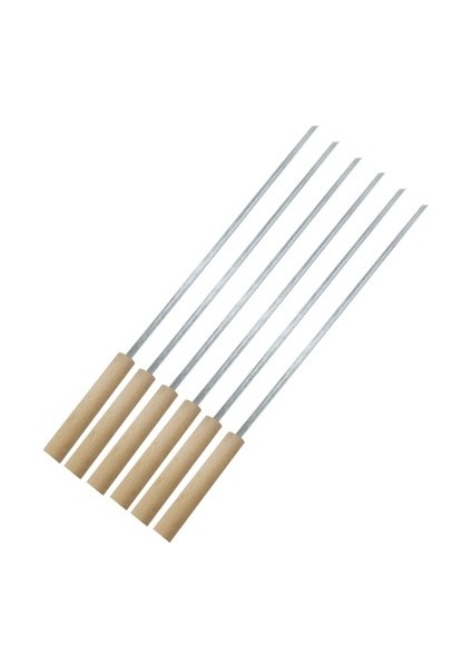 Ahşap Saplı Izgara Şiş 6'lı Mangal Şişi