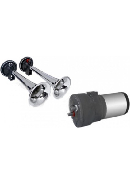 Havalı Paslanmaz 2 Borulu Fala Fala Korna 12 Volt