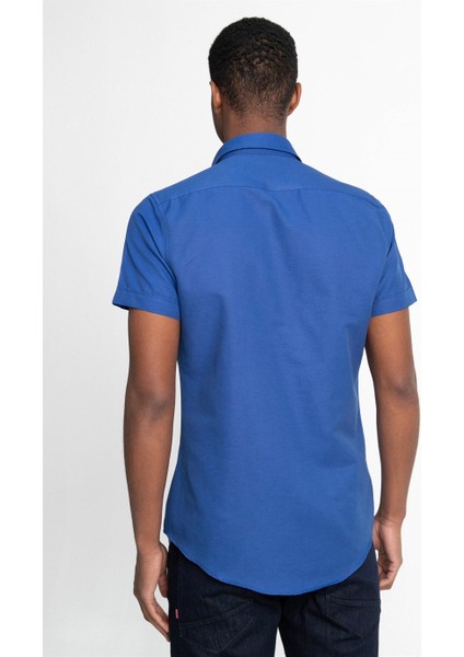 Slim Fit Kısa Kol Düğmeli Yaka Poplin Oxford Erkek Gömlek fırsatları