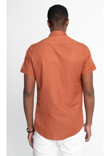 Slim Fit Kısa Kol Düğmeli Yaka Poplin Oxford Erkek Gömlek fırsatları