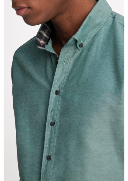 Slim Fit Kısa Kol Düğmeli Yaka Poplin Oxford Erkek Gömlek modelleri