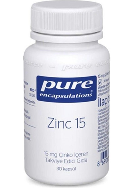 Pure Zinc 15 Mg Çinko 30 Kapsül fiyatları