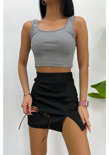 Kadın Askılı Crop Top Bluz