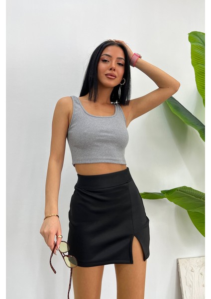 Kadın Askılı Crop Top Bluz