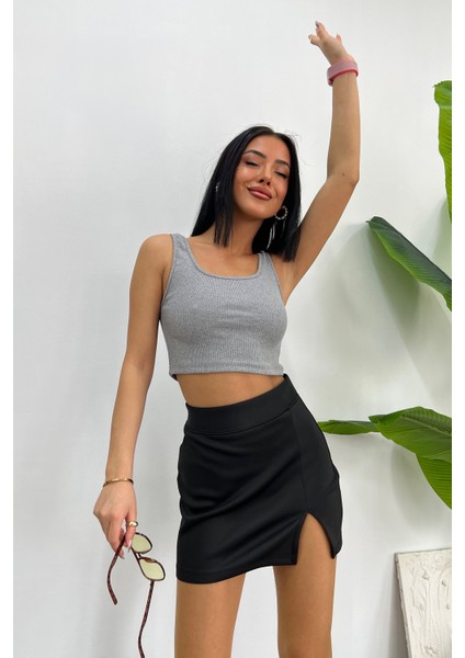 Kadın Askılı Crop Top Bluz