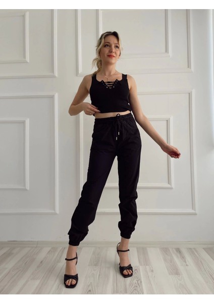 Kadın Beli Tünelli Pantolon Siyah fiyatları