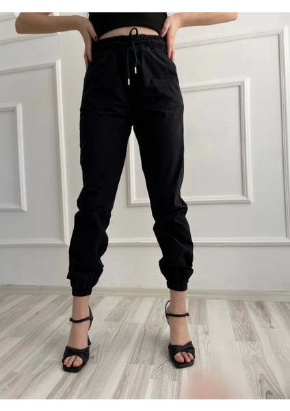 Kadın Beli Tünelli Pantolon Siyah modelleri