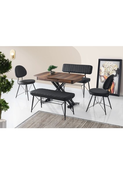 Bench Puf Metal Retro Ayaklı Siyah Deri fiyatları