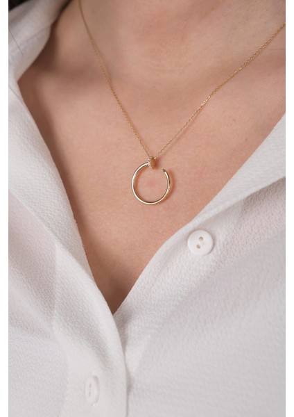 Güzide 14 Ayar Altın Taşlı Çivi Kolye fiyatları