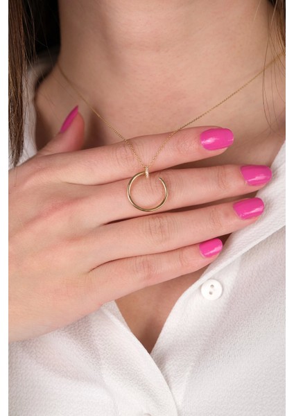 Güzide 14 Ayar Altın Taşlı Çivi Kolye modelleri